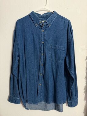 Preswick & Moore • Vintage Dark Blue Denim Button-Up Long Sleeve • Size L
